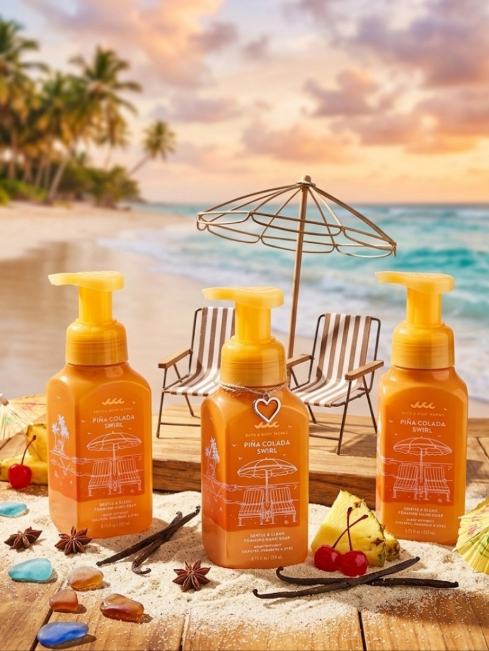 Bath & Body Works Piña Colada Swirl Foaming Hand Soap - Orange & Yellow